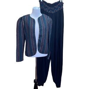 Vintage 2 Piece Pleated Color Stitching Outfit